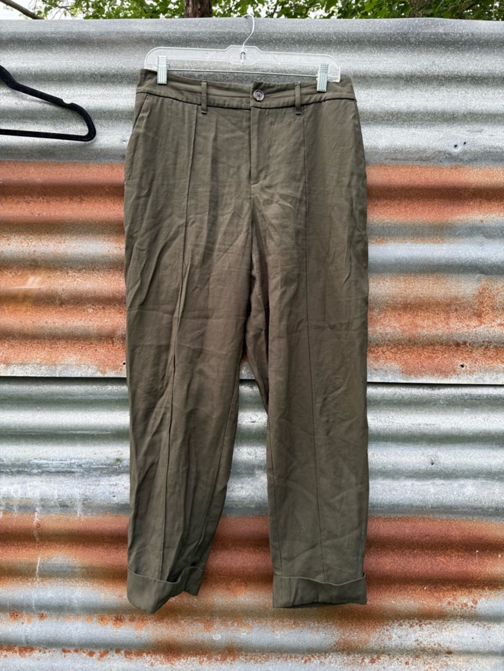 A New Day Olive Green Pleated Chinos